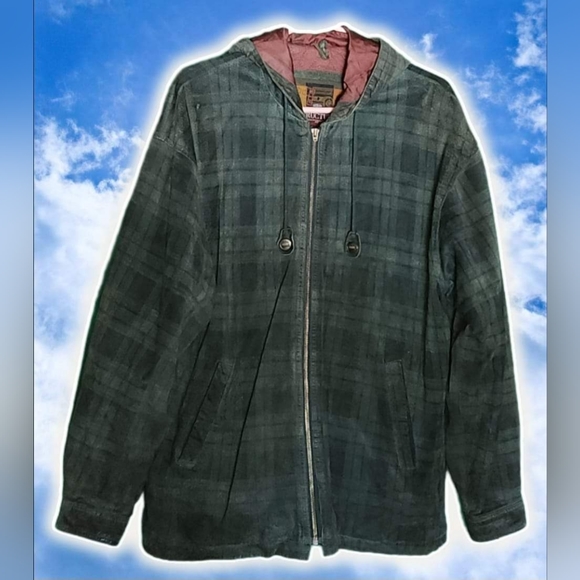 Structure Other - Vintage STRUCTURE Mens Leather Jacket Green Plaid Amazing!